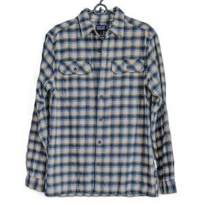 NWT Patagonia Men's Long-Sleeve Flannel Blue & White Plaid Organic Cotton Shirt